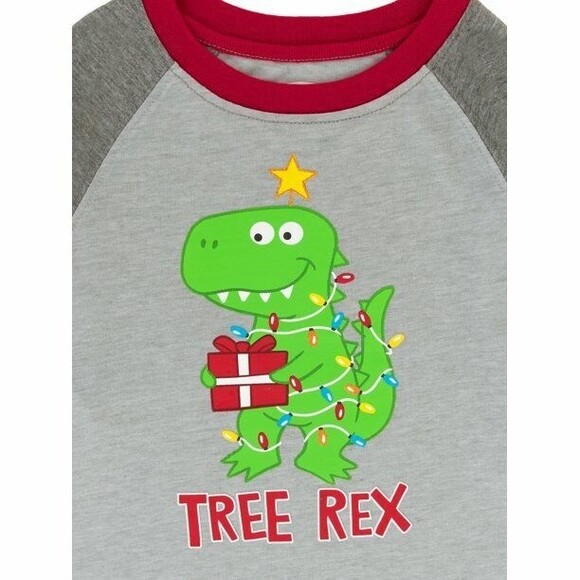NWT - Holiday Time Toddler Boys 2T Christmas Tree Rex Tee Long Sleeve T-Shirt - Picture 3 of 5